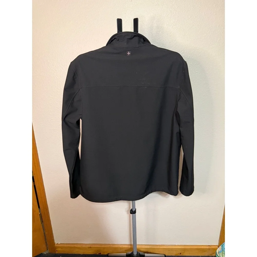 SwissTech Mens Black Softshell Jacket Full Zip Performance Outerwear Large 42-44
